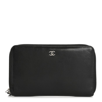 Caviar Large Sevruga Zip Around Organizer Wallet Black