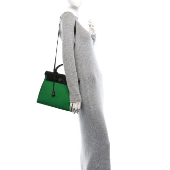 HERMES Vache Hunter Toile Herbag Zip 31 PM Bambou Kaki