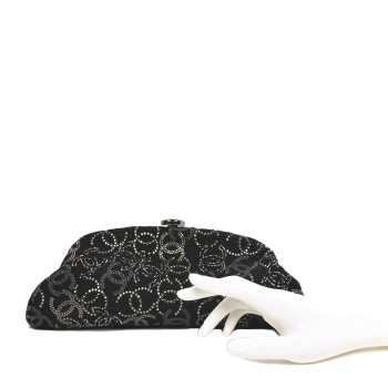 CHANEL Tweed Strass Pudong Clutch Black