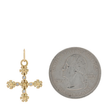 TEMPLE ST. CLAIR 18K Yellow Gold Diamond Fiori Cross Pendant