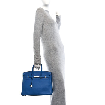 HERMES Togo Birkin 35 Bleu Azteque