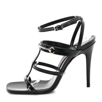 GUCCI Nappa Regent Strappy Horsebit Sandals 38 Black