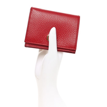 GUCCI Dollar Calfskin GG Marmont Card Case Hibiscus Red