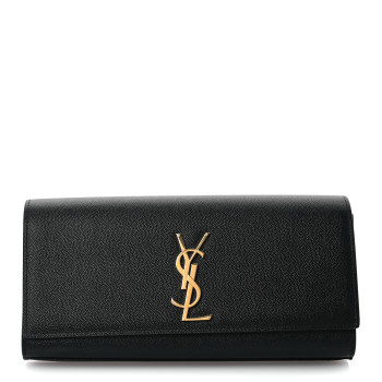 SAINT LAURENT Grain De Poudre Monogram Cassandre Clutch Black