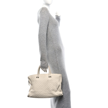 BOTTEGA VENETA Nappa Bubble Quilted Tote Tote White