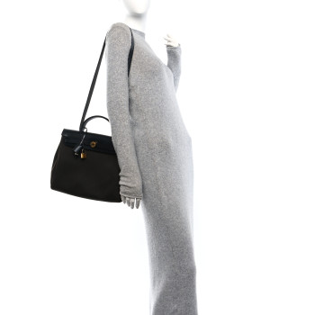 HERMES Military Toile Vache Hunter Herbag Zip Retourne 31 PM Black Ebene