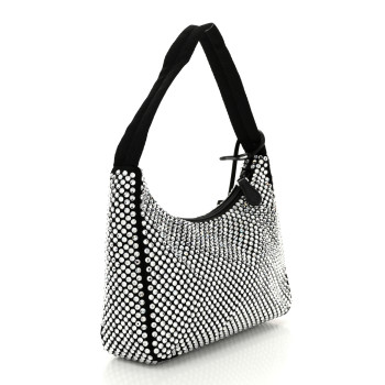 PRADA Satin Crystal Mini Re-Edition 2000 Bag Cristal