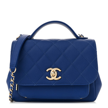 CHANEL Caviar Quilted Small Business Affinity Flap Dark Blue