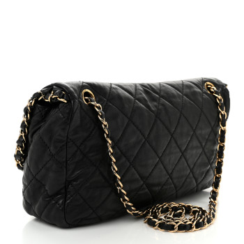 CHANEL Calfskin Quilted Medium Chain Me Flap Black