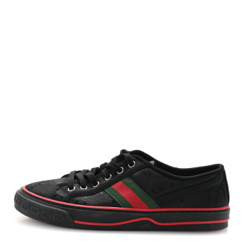 GUCCI Econyl Nylon Web Monogram Off The Grid Womens 1977 Tennis Sneakers 38.5 Black