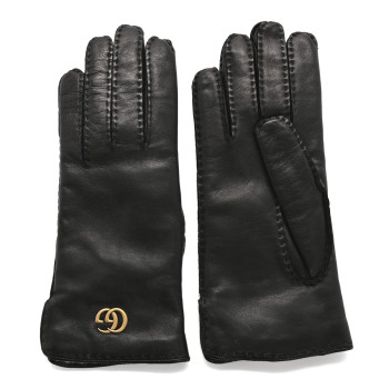GUCCI Nappa Lambskin Maya GG Gloves 6.5 Black