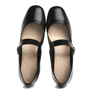 CHRISTIAN DIOR Brushed Calfskin Uniform 30mm Pumps 37 Black