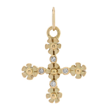 TEMPLE ST. CLAIR 18K Yellow Gold Diamond Fiori Cross Pendant