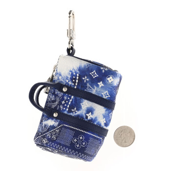 LOUIS VUITTON Monogram Bandana Mini Keepall Bag Charm Key Holder Blue