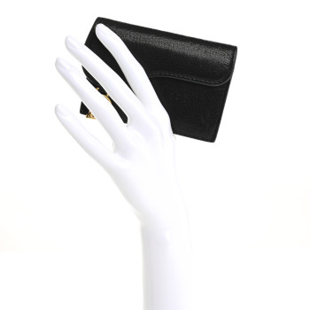 CHRISTIAN DIOR Goatskin Saddle Card Holder Black