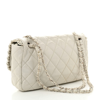 CHANEL Calfskin Quilted Medium Chain Me Flap White