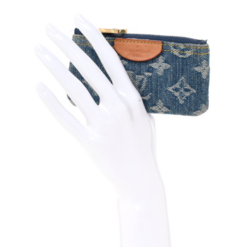 LOUIS VUITTON Monogram Denim Key Pouch Denim Blue