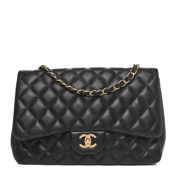 CHANEL Lambskin Quilted Jumbo Single Flap Black