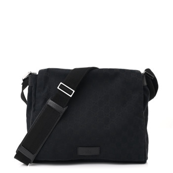 GUCCI Monogram Small Flap Messenger Bag Black