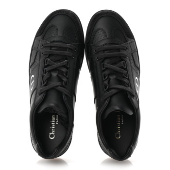 CHRISTIAN DIOR Calfskin Suede Logo Sneakers 36.5 Black