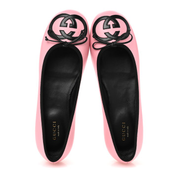 GUCCI Malaga Kid Jarret Ballet Flats 38 Pink Black