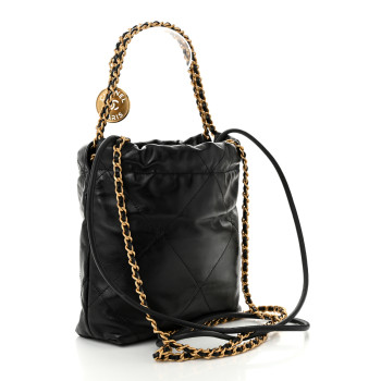 CHANEL Shiny Calfskin Quilted Mini Chanel 22 Black