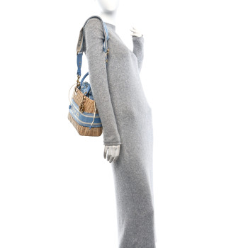 CHRISTIAN DIOR Wicker Oblique Medium Lady Dior Bag Cornflower Blue