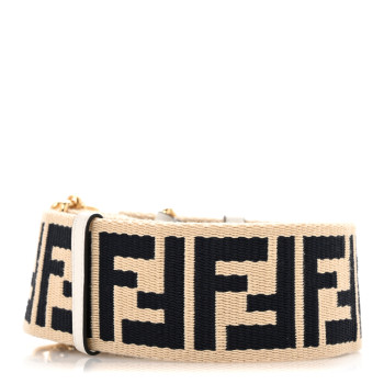 FENDI Jacquard Ribbon Vitello King FF Bi-Color Intreccio Adjustable Strap You Nuvola Midnight White Ice