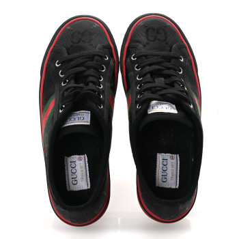 GUCCI Econyl Nylon Web Monogram Off The Grid Womens 1977 Tennis Sneakers 38.5 Black