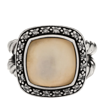 DAVID YURMAN Sterling Silver Diamond Moon Quartz 11mm Albion Ring 52 6