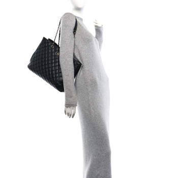 CHANEL Calfskin Quilted Large CC Shopping Tote Black