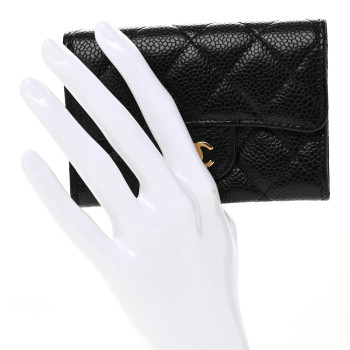 CHANEL Caviar Quilted Flap Card Holder Black