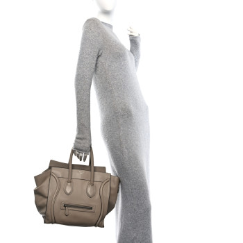 CELINE Pebbled Calfskin Mini Luggage Dune