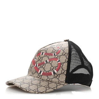 GUCCI GG Supreme Monogram Kingsnake Print Baseball Hat M 58 Beige