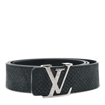LOUIS VUITTON Suede Calfskin Mini Damier 40mm LV Initiales Belt 95 38 Black