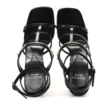 GUCCI Nappa Regent Strappy Horsebit Sandals 38 Black