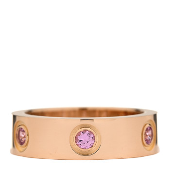 CARTIER 18K Pink Gold 6 Pink Sapphire 5.5mm LOVE Ring 51 5.75