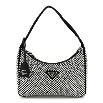 PRADA Satin Crystal Mini Re-Edition 2000 Bag Cristal