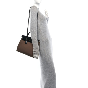 HERMES Vache Hunter Toile Herbag Zip 31 PM Etoupe Black