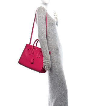 SAINT LAURENT Calfskin Small Sac De Jour Lipstick Fuchsia