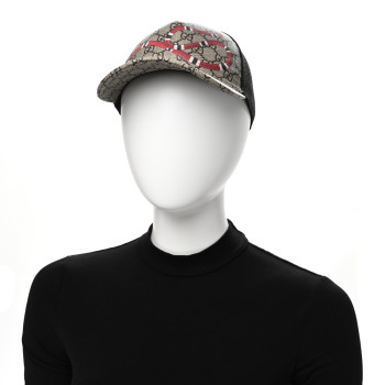 GUCCI GG Supreme Monogram Kingsnake Print Baseball Hat M 58 Beige