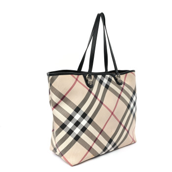 BURBERRY Nova Check Large Nickie Tote Black