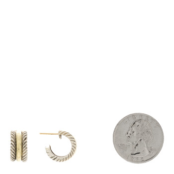 DAVID YURMAN Sterling Silver 14K Yellow Gold 16mm Cable Classics Hoop Earrings