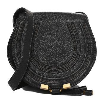 CHLOE Calfskin Mini Marcie Round Crossbody Bag Black