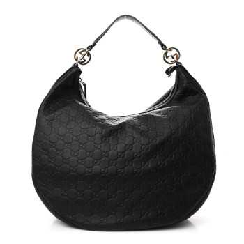 GUCCI Guccissima Large GG Twins Hobo Black