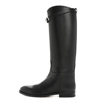 HERMES Box Kelly Jumping Boots 39 Black