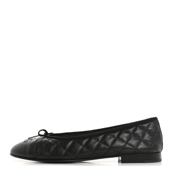 CHANEL Aged Calfskin Quilted CC Cap Toe Ballerina Flats 40 Black CHANEL Aged Calfskin Quilted CC Cap Toe Ballerina Flats 40 Black