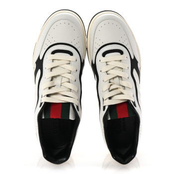 GUCCI Calfskin Mens Re-Web Sneakers 10.5 Black White