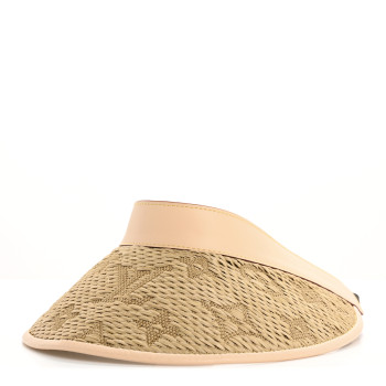 LOUIS VUITTON Calfskin Raffia Monogram Strawgram Visor Natural