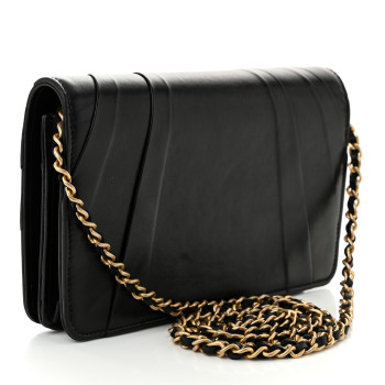 CHANEL Lambskin Pyramid Wallet On Chain WOC Black